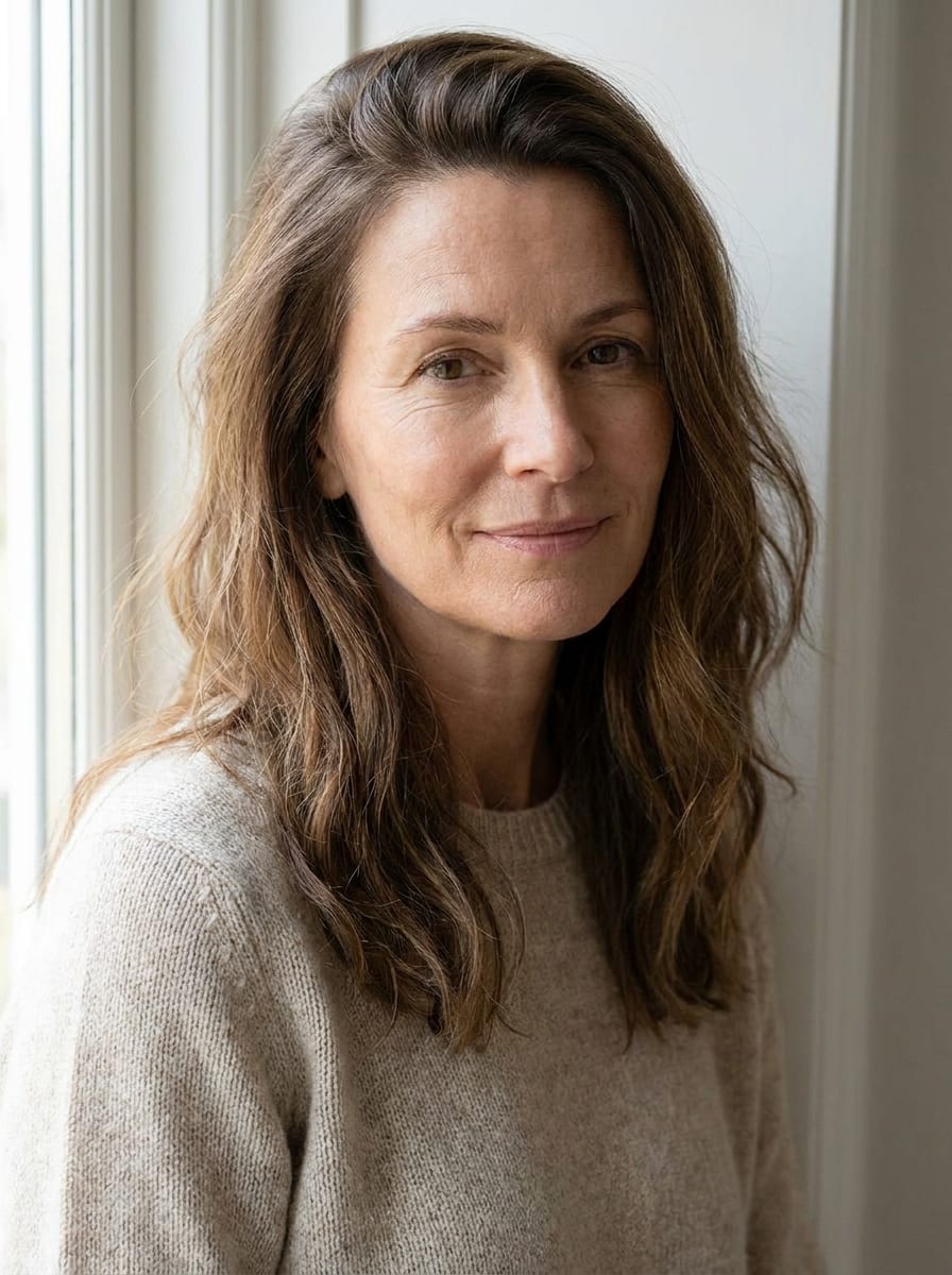 Lange Haare mit Seitenscheitel - Lange Haare ab 50